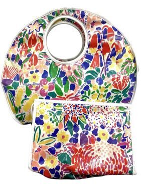 Vintage 1980’s Ken Done Australian Artist Tote with Matching Clutch